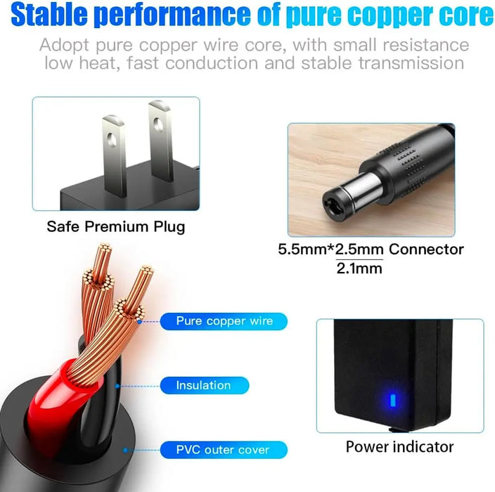 12V 3.5A Power Adapter AC 100V-240V Converter DC 12Volt 3.5Amp Wall Power Supply for Router Speaker Humidifier Equipment