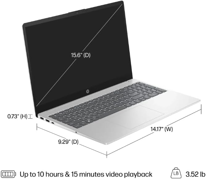 HP Laptop, 15 in Laptop HD Touchscreen Business Laptop Computer, Intel Core i3-1215U, Windows 11 Pro Laptop with Lifetime Office 2024, AI Copilot, Silver (16GB RAM | 512GB SSD) - Buy Direct & Save