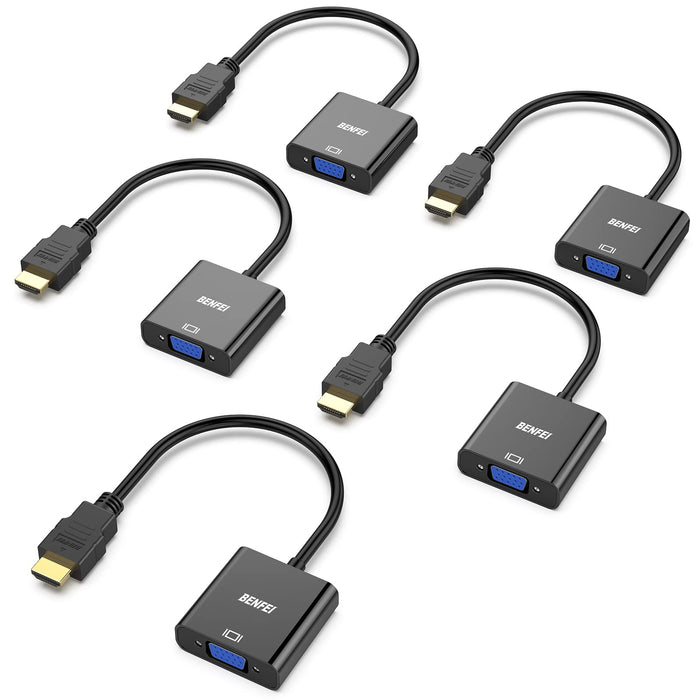 BENFEI HDMI to VGA, 20 Pack, Gold-Plated HDMI to VGA Adapter (Male to Female) for Computer, Desktop, Laptop, PC, Monitor, Projector, HDTV, Chromebook, Raspberry Pi, Roku, Xbox and More - Black