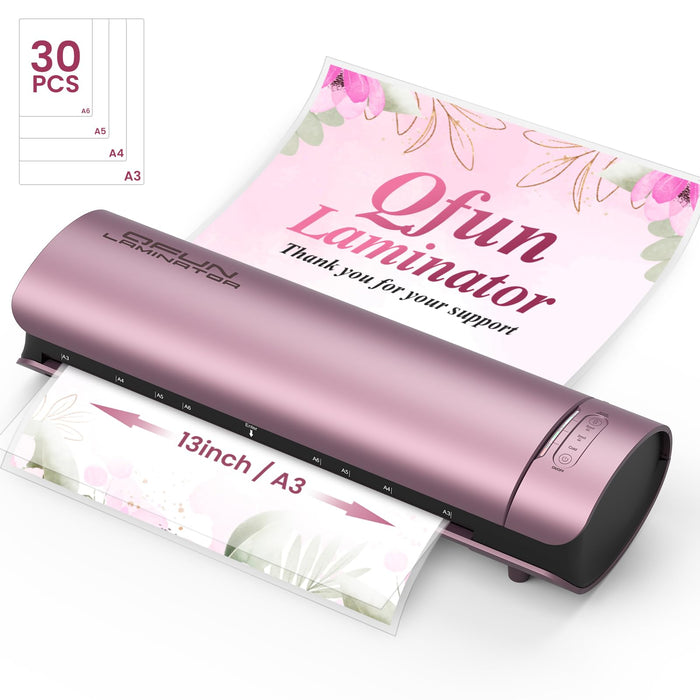 Qfun Laminator Machine 11x17 Cold Thermal Laminator,13 inch Laminating Machine 60s Warm-up with 30 Laminate Sheets,9 in 1 Desktop A3 Lamination Machine with Paper Trimmer for Teacher Home Office
