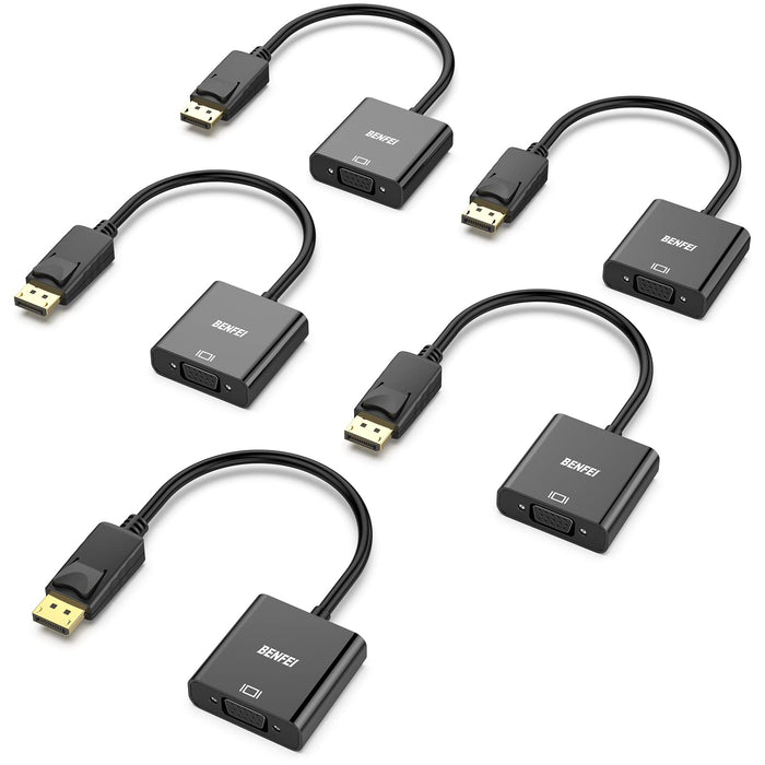 BENFEI DisplayPort to VGA 10 Pack,Gold-Plated Uni-Directional DP Computer to VGA Screen Adapter 1080P (Male to Female) Compatible for Lenovo, Dell, HP, ASUS