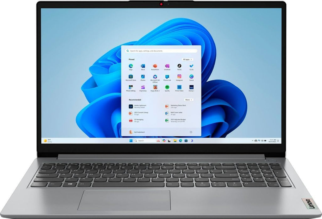Lenovo IdeaPad 1 15IAU7 2023 Business Laptop 15.6"" FHD IPS Touchscreen 6-Core Intel i3-1215U 16GB DDR4 512GB SSD Intel Iris Xe Graphics Wi-Fi 6 Win10 Home w/ONT 32GB USB, Cloud Grey