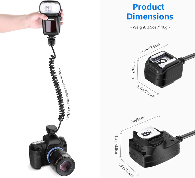 Neewer 4.2'/1.3m TTL Off Camera Flash Speedlite Cord compatible with Canon DSLR 800D/750D/700D/650D/600D/7D2/7D/6D2/6D/5D4/5D3/5D2/5DS/1D4/1D3/100D/80D/70D/60D Cameras - Buy Direct & Save