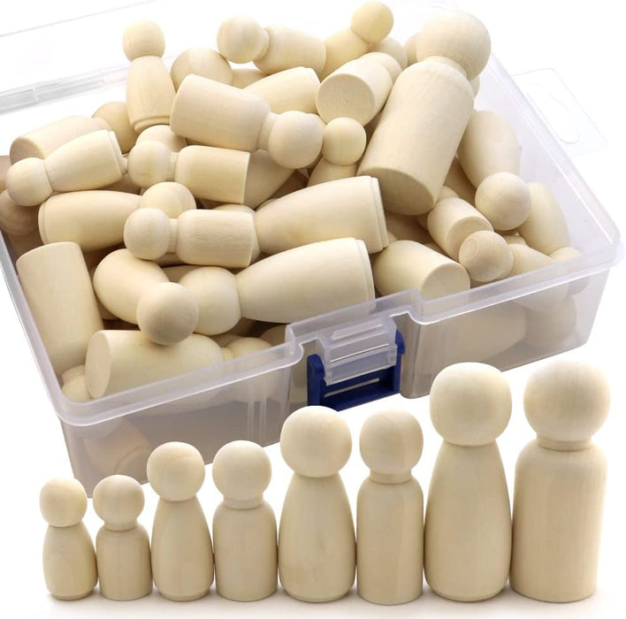 NODG 50 Unfinished Wooden Peg Dolls - Suitable for Children's DIY Crafts, Painting, Games, Home Decorations