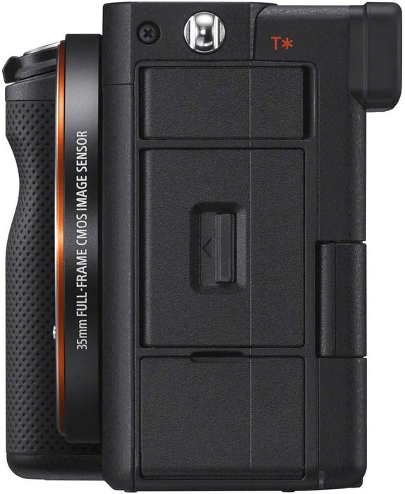 Sony Alpha a7C Mirrorless Digital Camera (Body Only, Black) (ILCE7C/B) + 64GB Card + 2 x NP-FZ-100 Battery + Corel Photo Software + Case + External Charger + Card Reader + LED Light + More (Renewed)