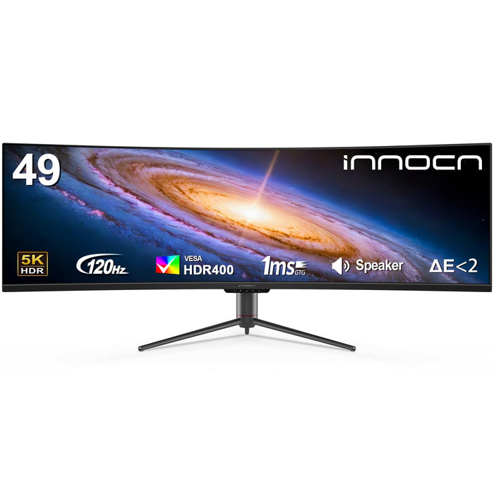 INNOCN 49" Curved Monitor Ultrawide Gaming 120Hz 32:9 QHD 5120 x 1440P Computer Monitor, R1800, 99% sRGB, HDR400, USB Type C, DisplayPort, HDMI, Built-in Speakers, Height/Tilt Adjustable - 49C1R - Buy Direct & Save