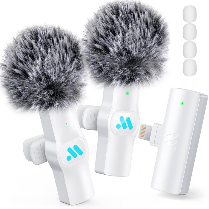 2pcs Lavalier Wireless Microphone for iPhone 15/16/Android Video Recording,Mini Microphone for Game Live Streaming,Interviews,YouTube,TikTok,Vlog