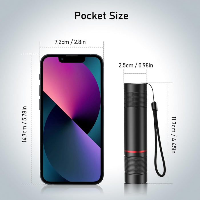 Flashlight Rechargeable, High Lumens Flashlight, Super Bright Small LED Flash Light- Zoomable, Adjustable Brightness, Long Lasting for Camping, Outdoors and Home Emergency