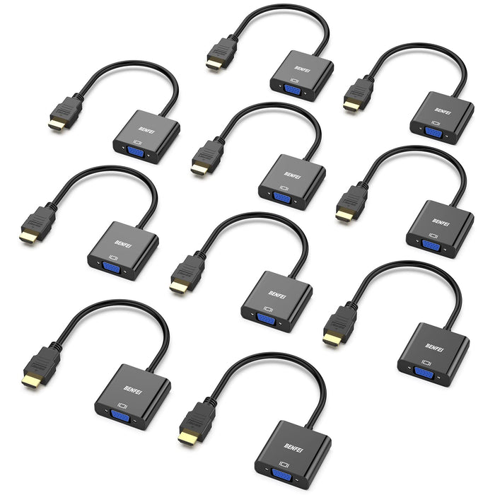 BENFEI HDMI to VGA, 20 Pack, Gold-Plated HDMI to VGA Adapter (Male to Female) for Computer, Desktop, Laptop, PC, Monitor, Projector, HDTV, Chromebook, Raspberry Pi, Roku, Xbox and More - Black
