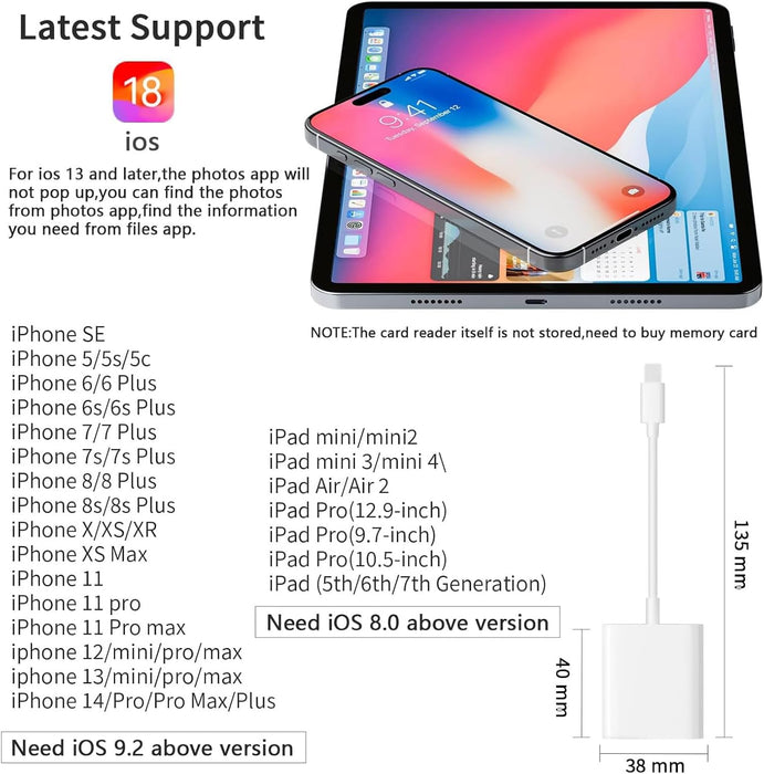 SUNTRSI Dual SD & MicroSD Card Reader for iPhone iPad