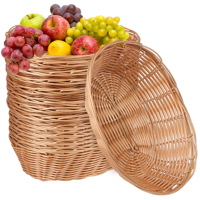 30 Pack Oval Poly Wicker Basket, 9 x 6 x 2.6 Inch Poly Wicker Bread Baskets, Medium Size Gift Baskets for Kitchen, Christmas Gifts, Centerpiece Display, Storing Bread, Fruits, Vegetables, by GNIEMCKIN