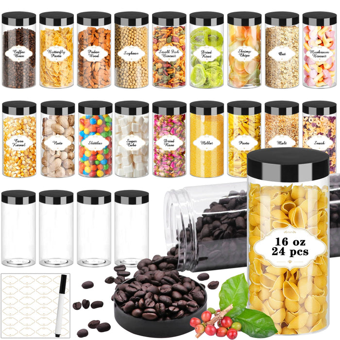 Plastic Jars 6 OZ, 48 Pcs Plastic Jars with Lids Round Wide Mouth Slime Containers with White Lids Empty Small Storage Jar for Travel, Home Kitchen Food, Arts Crafts