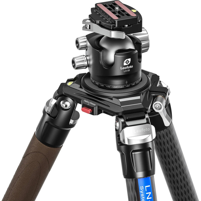 Leofoto LN-404C Heavy-Duty Carbon Fiber Tripod Kit with LH-55LR Ball Head