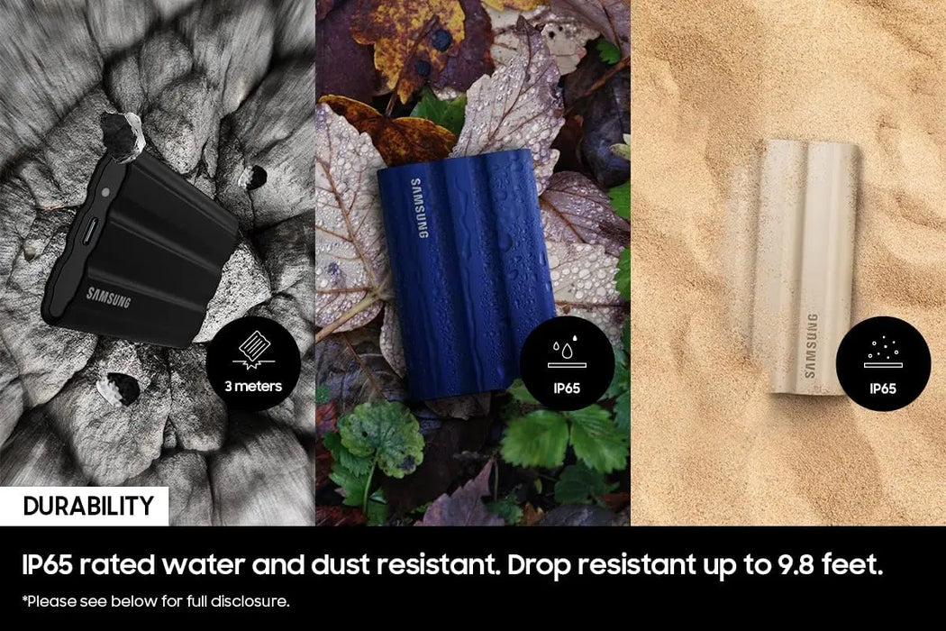 SAMSUNG T7 Shield 2TB, Portable SSD, up-to 1050MB/s, USB 3.2 Gen2, Rugged,IP65 Water & Dust Resistant, for Photographers, Content Creators and Gaming, Extenal Solid State Drive (MU-PE2T0S/AM), Black