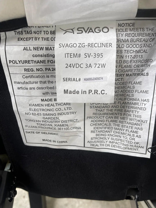 Svago ZGR Plus SV-395 Dual Power Infinite Position Zero Anti Gravity Recliner with Heat and Massage - Snowfall White Fau