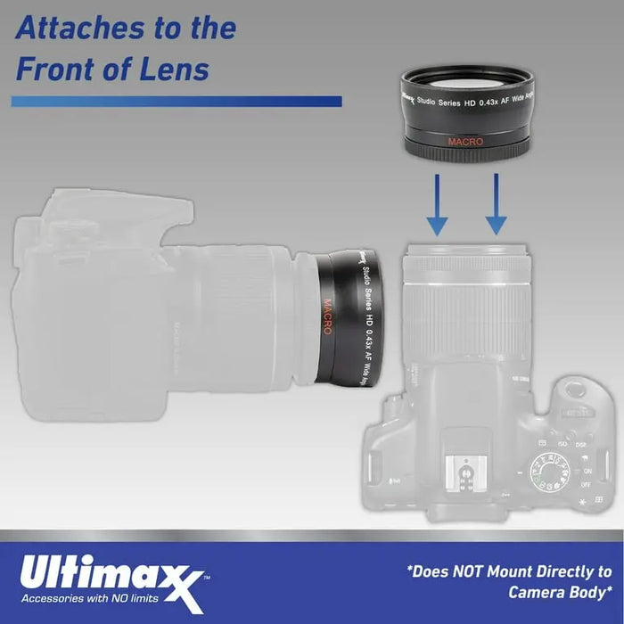 Ultimaxx 0.43x Wide Angle Macro Lens for DSLR Cameras