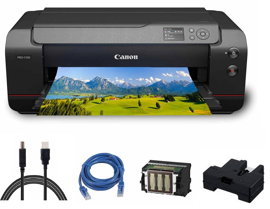 Canon imagePROGRAF PRO-1100 17‑inch Wireless Inkjet Photo Printer With Maintenance Cartridge + Cable Kit