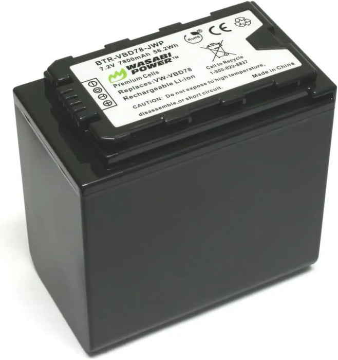 Wasabi Power 7800mAh Battery for Panasonic VW-VBD58, VW-VBD78, AG-VBR89G and Panasonic AG-3DA1, AG-AC8, AG-DVX200, AG-HPX250, AG-HPX255, AG-HVX201, AJ-PCS060, AJ-PX298, HC-MDH2, HC-X1000, HDC-Z10000