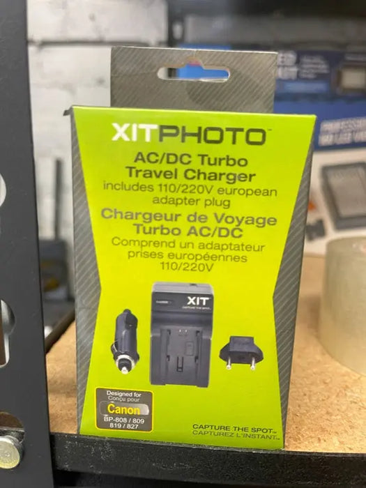 XIT PHOTO Turbo Travel Charger for Canon - BP-807, BP-808, BP-809, BP-819, BP-820, BP-827, BP-828, CG-800, CG-800E
