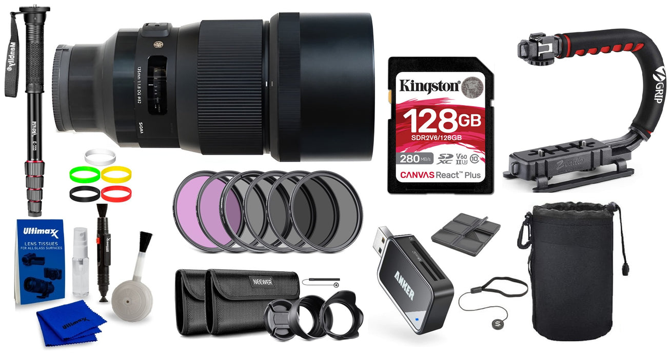 Sigma 135mm f/1.8 DG HSM Art Lens for Sony E - Tripod And Support Rig Bundle