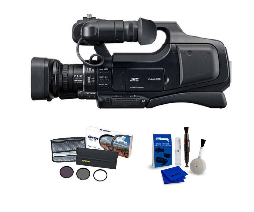 JVC GY-HM70 HD Camcorder Advanced Bundle with LED-6200T 144 LED Variable-Color On-Camera Light + Light Stand (Black, 8') - NJ Accessory/Buy Direct & Save