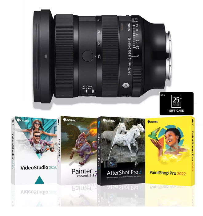 Sigma 24-70MM F2.8 DG DN II ART Lens Sony E Mount Corel 4 Softwares Bundle With BuyDirect & Save Gift Card - $25.00 - Buy Direct & Save