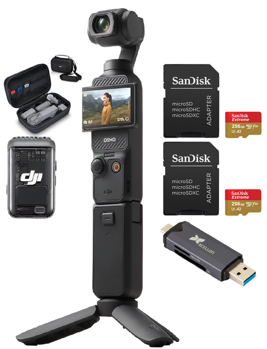 DJI Osmo Pocket 3 Photography & Memory Complete Kits X 2 Memory Cards, Card Readers, Case