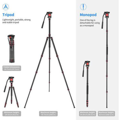 Neewer N55CL 78.7" 2-in-1 Carbon Fiber Camera Tripod/Monopod