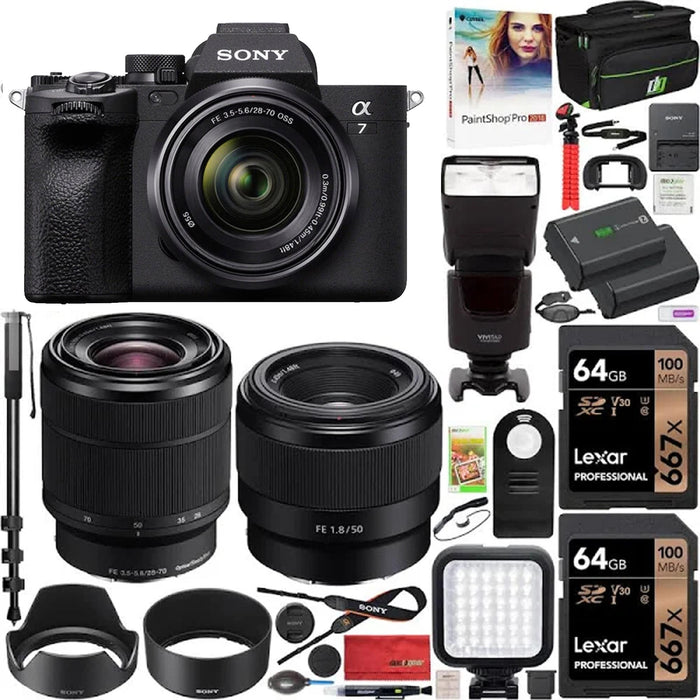 Sony a7 IV Mirrorless Camera with 28-70mm Lens With 2x 64 Lexar & Led Light. more