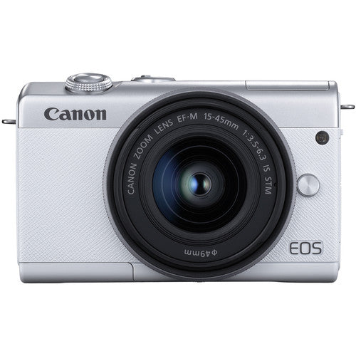 Canon EOS M200 Mirrorless Digital Camera with 15-45mm Lens (White) & Sandisk 128GB Memory Card & Additional Accessories Package