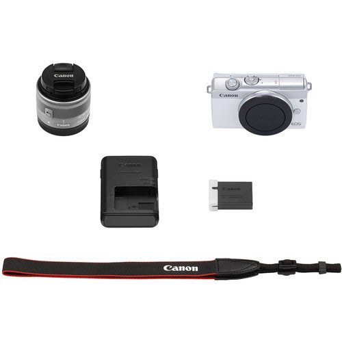 Canon EOS M200 Mirrorless Digital Camera with 15-45mm Lens (White) & Sandisk 128GB Memory Card & Additional Accessories Package