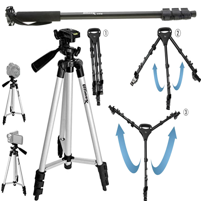 NJA 72inch Monopod (Black)| 50" Tripod | Tripod Dolly Bundle