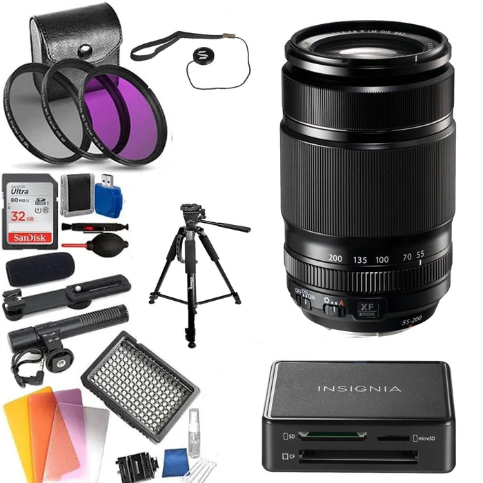 Fujifilm XF 55-200mm f/3.5-4.8 R LM OIS Lens Deluxe Bundle With Microphone Include & More