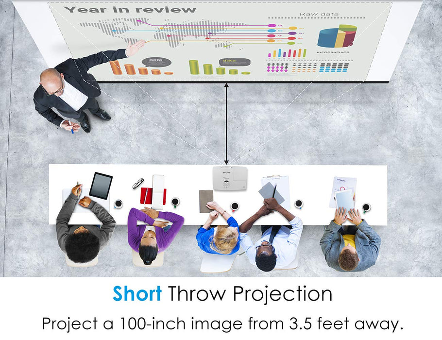 Optoma EH200ST Full 3D 1080p 3000 Lumen DLP Short Throw Projector with 20,000:1 Contrast Ratio and MHL Enabled HDMI Port , white - NJ Accessory/Buy Direct & Save