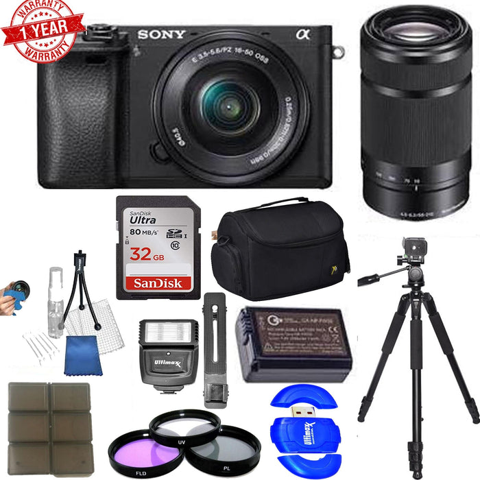 Sony Alpha A6300 Mirrorless Digital Camera Body with 16-50mm E-Mount & Sony 55-210mm f/4.5-6.3 OSS Essential Bundle