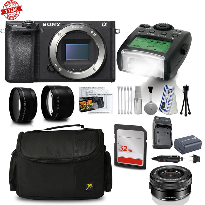 Sony Alpha a6300 Mirrorless Black Camera with 16-50mm & Additional Accessories