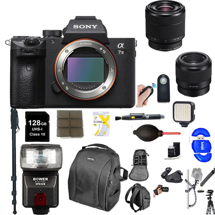 Sony Alpha a7 III Mirrorless Digital Camera USA |28-70mm & 50mm 1.8 Lenses w/128GB Memory Card Supreme Bundle