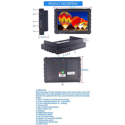 Lilliput A7S 7" Full HD Monitor with 4K Support (Black Case)