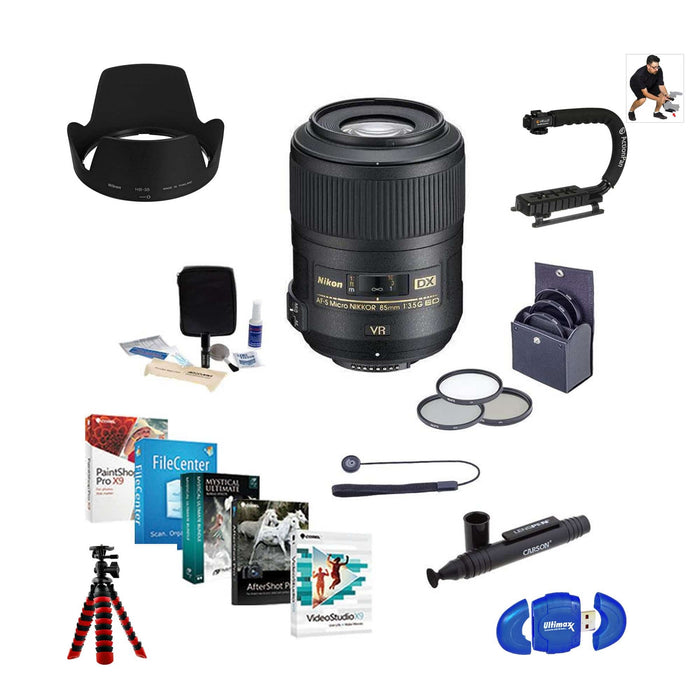 Nikon AF-S DX Micro NIKKOR 85mm f/3.5G ED VR Lens Video Editor Kit