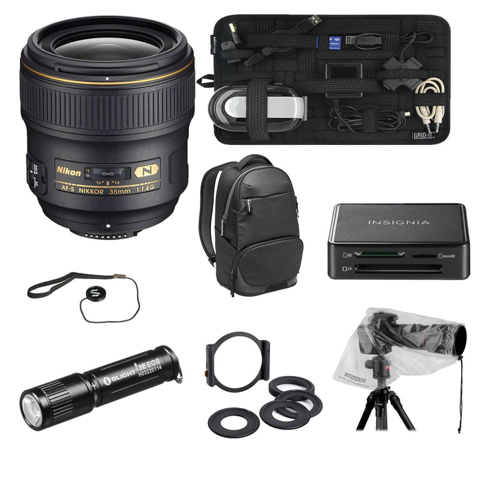 Nikon AF-S NIKKOR 35mm f/1.4G Lens With Insignia Card Reader & More
