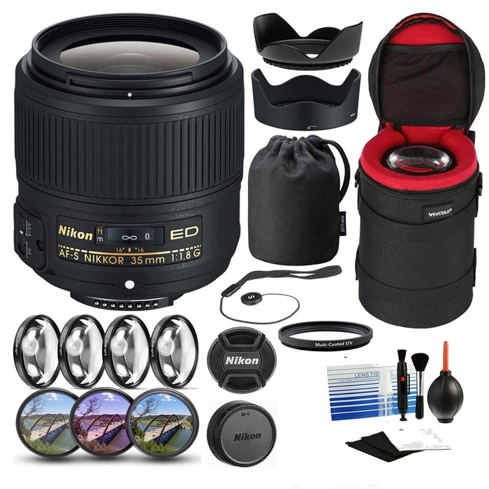 Nikon AF-S NIKKOR 35mm f/1.4G Lens Deluxe Bundle With UV Filters & More