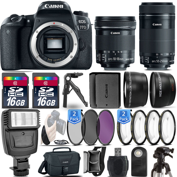 Canon EOS 77D DSLR Camera with Canon 10-18mm STM & Canon 55-250mm STM Supreme Bundle