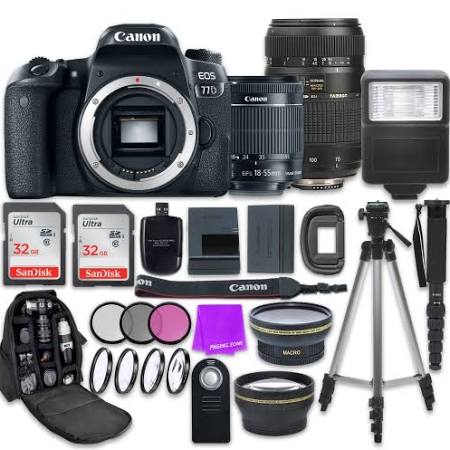 Canon EOS 77D 24.2 MP Digital SLR Camera with Wi-Fi & Bluetooth + Canon EF-S 18-55mm Is STM Lens + Tamron Zoom 70-300mm f/4-5.6 Lens + Accessory