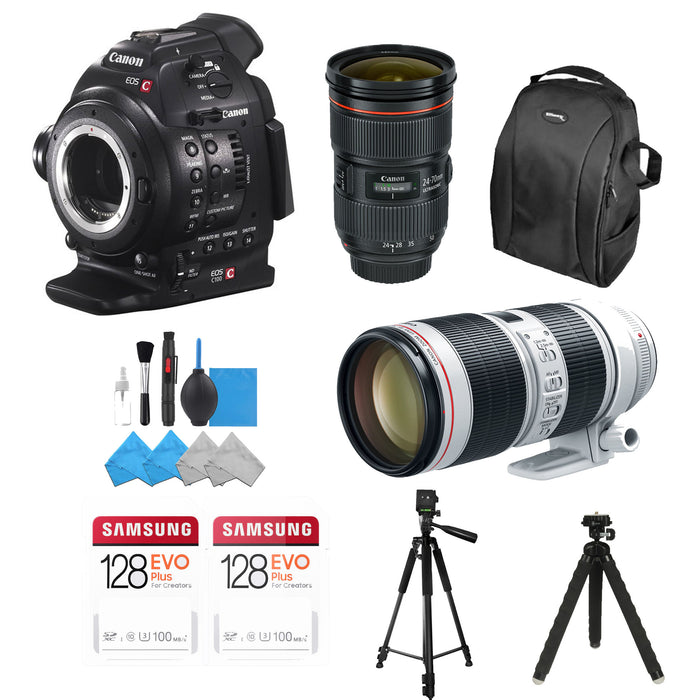 Canon EOS C100 Cinema Camera w/Canon 24-70mm & 70-200mm Lens Bundle