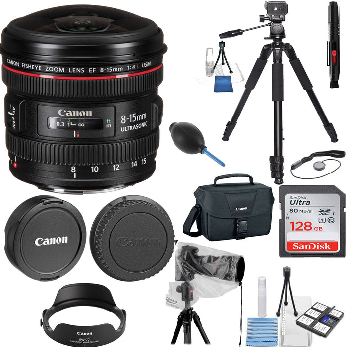 Canon EF 8-15mm f/4L Fisheye USM with Sandisk 128GB & Additional Accessories