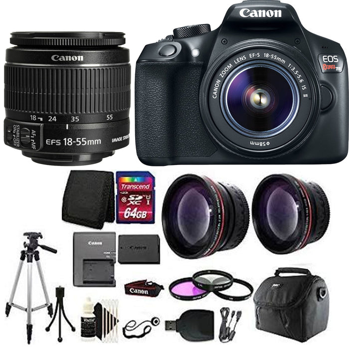 Canon EOS Rebel T6/2000D DSLR Camera with 18-55mm Lens & 64GB Memory Card Package