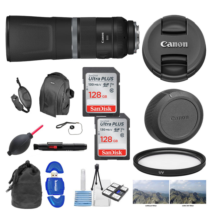 Canon RF 800mm f/11 IS STM with 2x 128GB Sandisk Extreme Starter Package