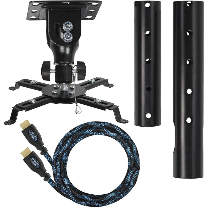 Cheetah Mounts Universal Projector Ceiling Mount Includes a 27" Adjustable Extension Pole and a Twisted Veins 15' HDMI Cable