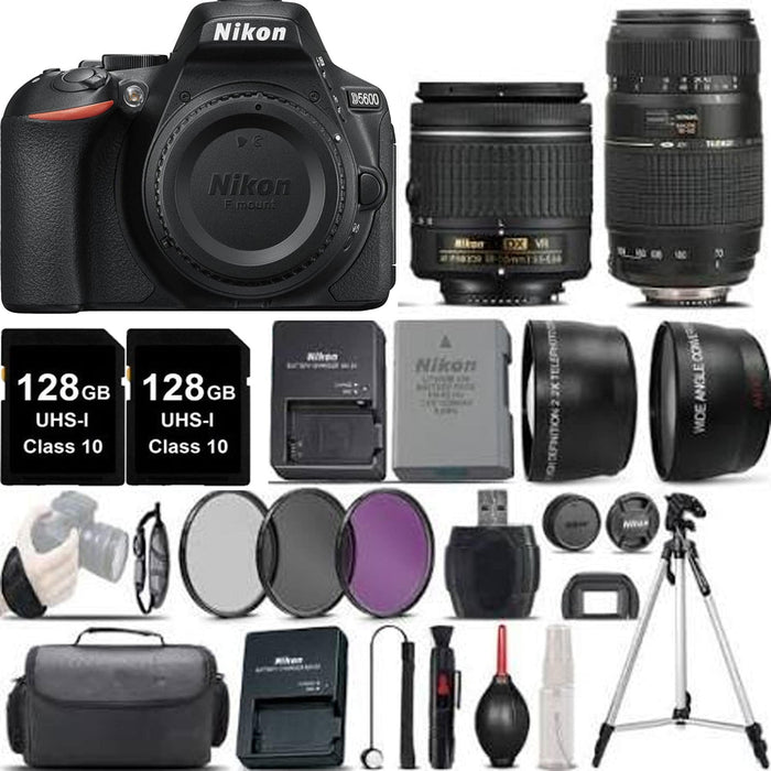 Nikon D5600 Digital SLR Camera with 18-55mm VR & 70-300mm |256GB & More -4 Lens Kit