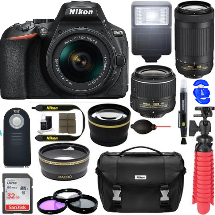 Nikon D5600 24.2 MP DSLR Camera + AF-P DX 18-55mm & 70-300mm NIKKOR Zoom Lens Kit + Accessory Bundle